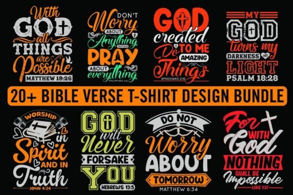 Bible Verse T-shirt Design Bundle