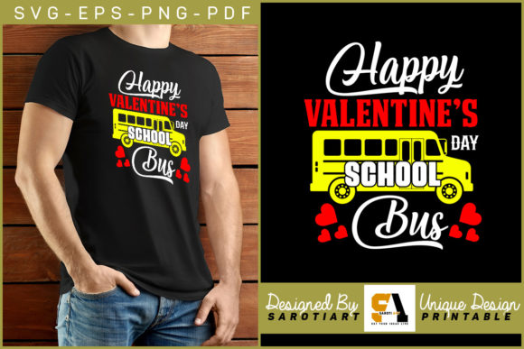 Happy Valentine's Day School Bus T-shirt Graphics & Crafts