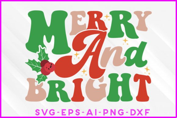 Merry and Bright Christmas T-shirt Design