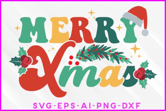 Merry Xmas Christmas Groovy T-shirt Graphics & Crafts