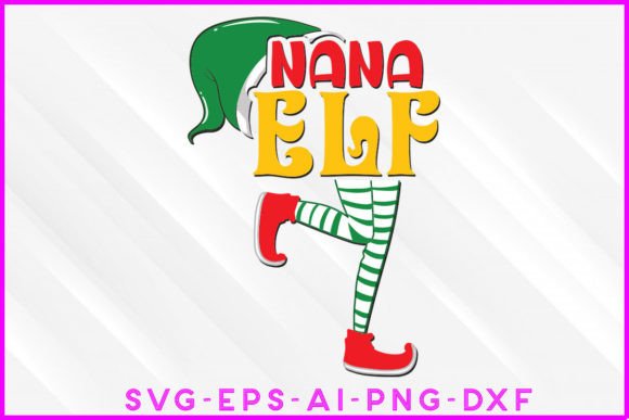 Nana Elf Christmas Groovy T-shirt Design Graphics