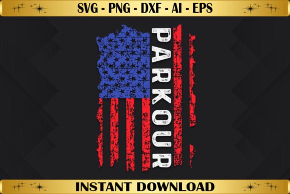 Parkour Distressed USA Flag Graphics for T-Shirt Designs