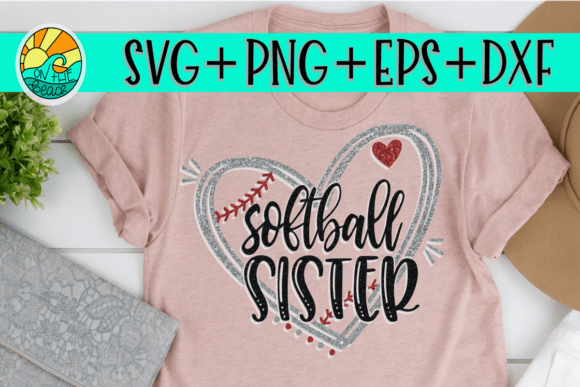 Softball Sister Heart SVG DXF EPS PNG